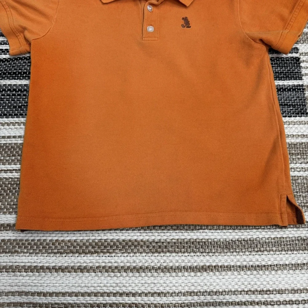 Disney Mickey Mouse Polo Shirt Boys‎ Medium Orange Embroidered Pique Cotton